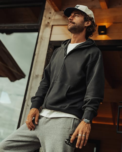 lifestyle image of Midweight Terry Full-Zip Hoodie