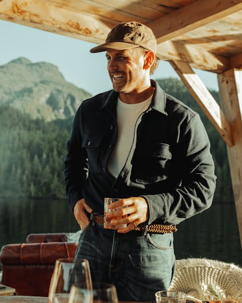 lifestyle image of Knit Flannel Button Down