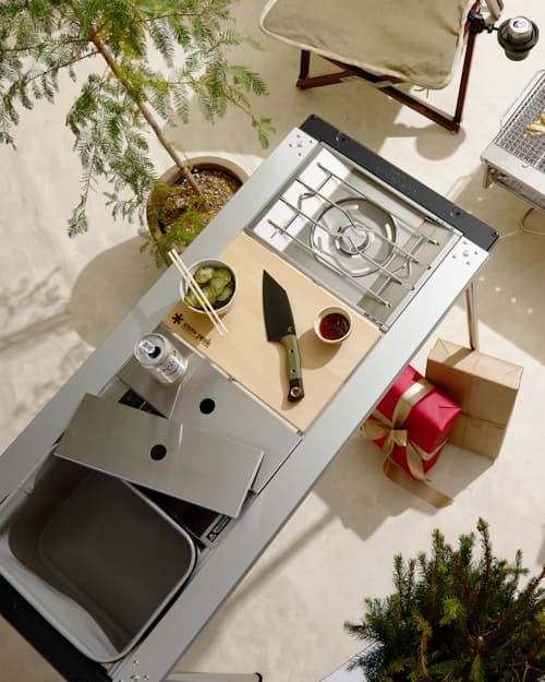 lifestyle image of Iron Grill Table Camp Kitchen Starter Set