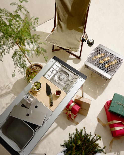 lifestyle image of Iron Grill Table Camp Kitchen Starter Set