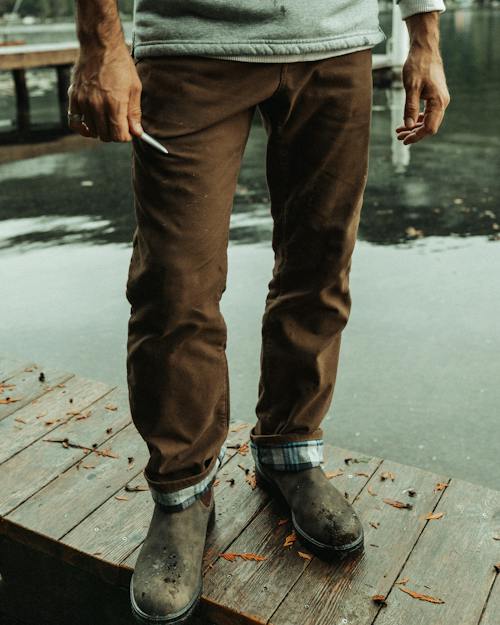 lifestyle image of Flannel-Lined Canvas Pant - HB Athletic Straight