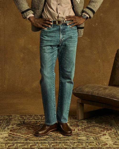 lifestyle image of Japanese Stretch Selvedge Denim - HB Athletic Straight