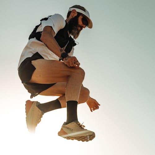 lifestyle image of Huckberry x Merrell Agility Peak 5 Trail Sneaker