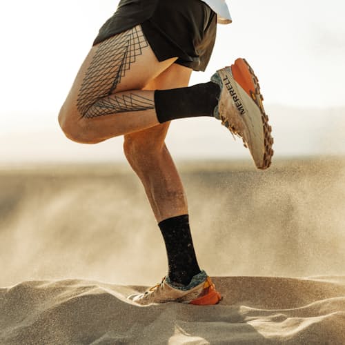 lifestyle image of Huckberry x Merrell Agility Peak 5 Trail Sneaker