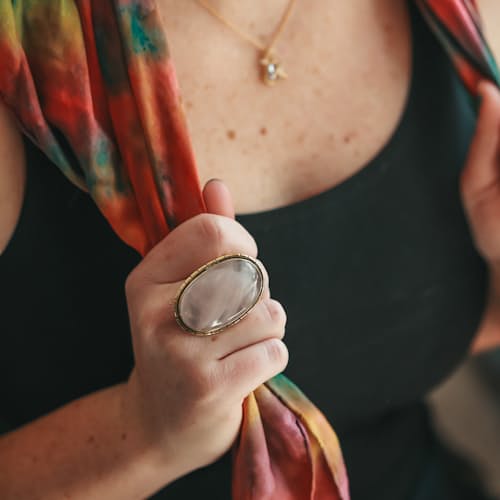 laydown image of Rose Quartz Adjustable Ring