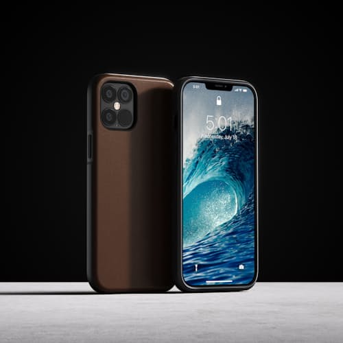 laydown image of Rugged Leather iPhone 12/iPhone12 Pro Case