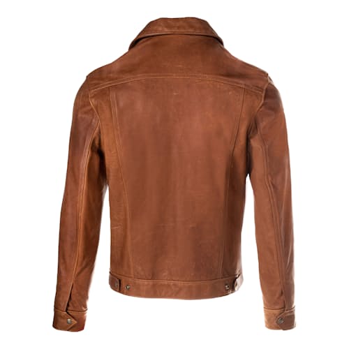 laydown image of Waxy Cowhide Trucker Jacket