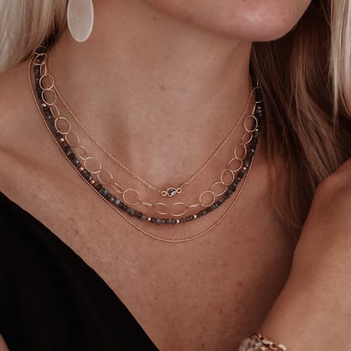 laydown image of Black Diamond Slice Necklace
