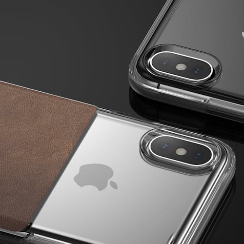 laydown image of Clear Case - Rustic Brown Leather