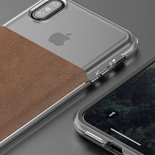 laydown image of Clear Case - Rustic Brown Leather