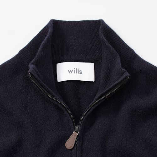 laydown image of Classic Cashmere Quarter Zip Sweater