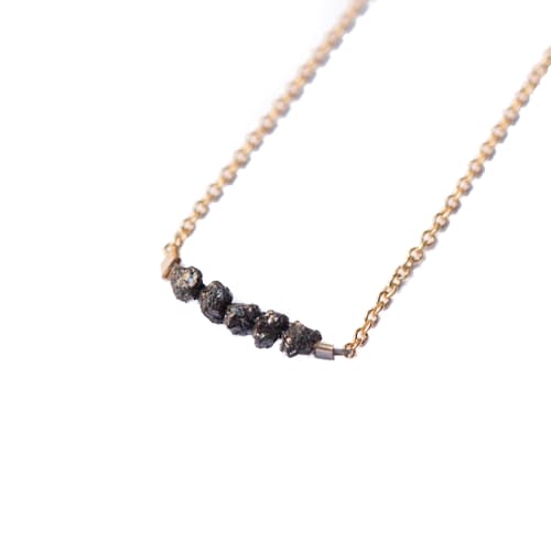 laydown image of Women's Raw Black Diamond Bar Necklace