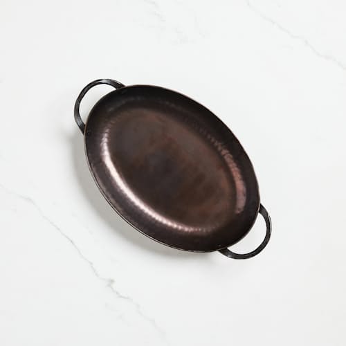 laydown image of Carbon Steel Farmhouse Oval Roaster