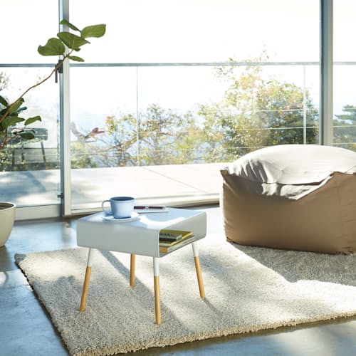 lifestyle image of Plain Side Table with Storage Shelf