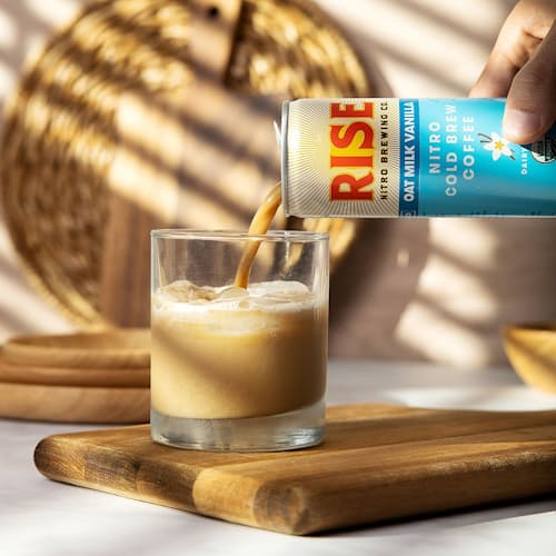 laydown image of Nitro Cold Brew - Oat Vanilla Latte 12 pack