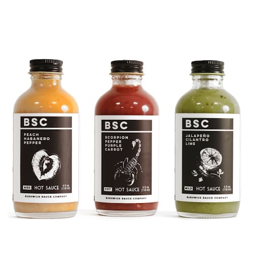 laydown image of Mini Hot Sauce Set