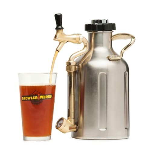 laydown image of uKeg 64 oz. - Stainless Steel Growler (w/ CO2)