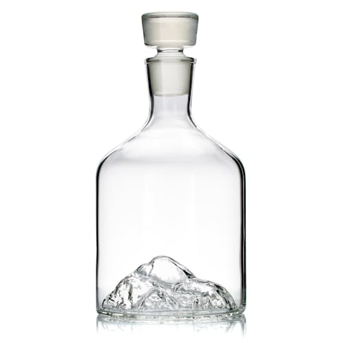 laydown image of Mountain Decanter + Half Dome Set of 2 Whiskey Glasses