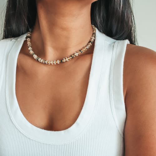 laydown image of Black Tourmaline Ceremony Necklace