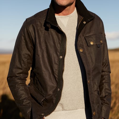lifestyle image of Waxed Bexley Jacket