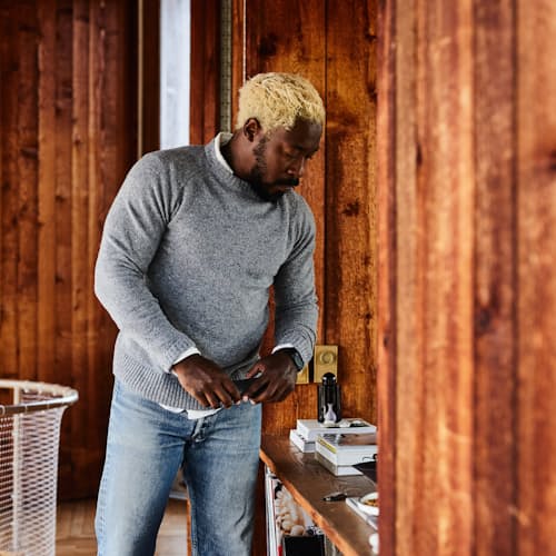 lifestyle image of Speckled Merino Crewneck