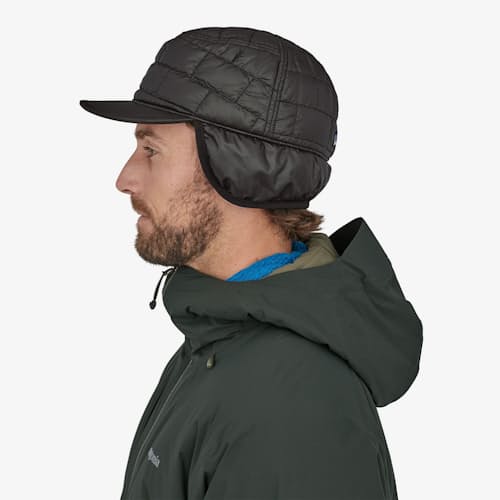 laydown image of Nano Puff Earflap Hat