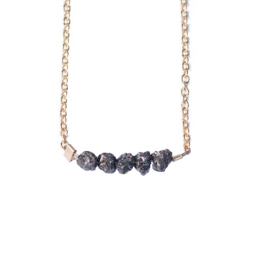 laydown image of Women's Raw Black Diamond Bar Necklace