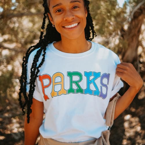 laydown image of Adventure with Pride Parks Tee