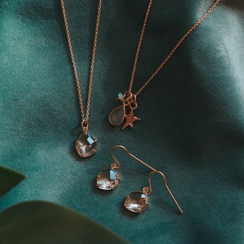 laydown image of Gold Crystal Claw Necklace
