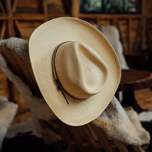 lifestyle image of Sawmill Palm Leaf Western Hat