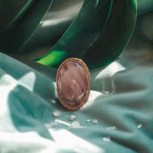 laydown image of Rose Quartz Adjustable Ring