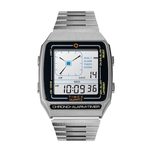 laydown image of Q Timex Reissue Digital LCA Watch