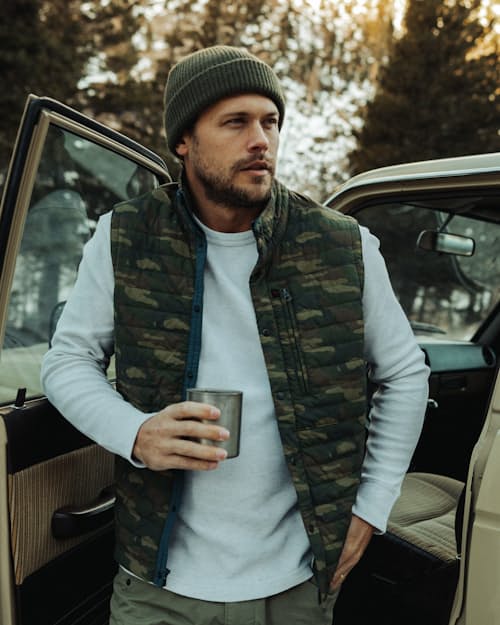 lifestyle image of Bi-Waffle Thermal Crew Sweatshirt