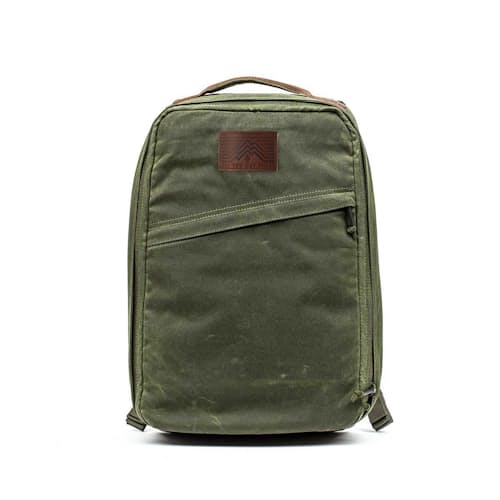 laydown image of GR1 Heritage Waxed Canvas Backpack - 21L