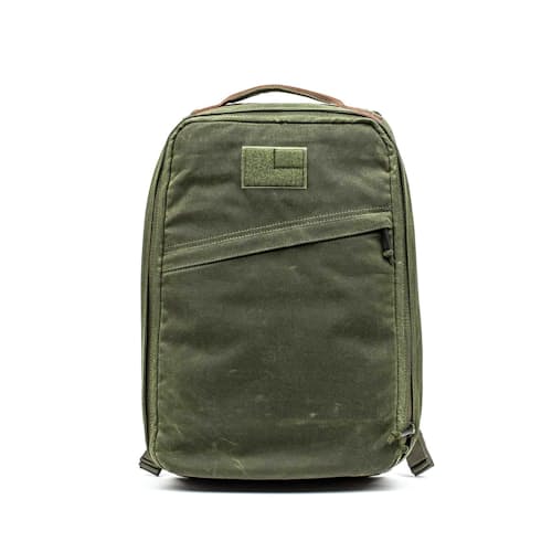 laydown image of GR1 Heritage Waxed Canvas Backpack - 21L