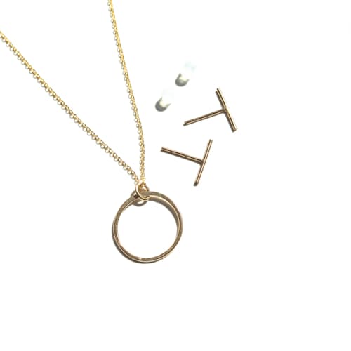 laydown image of Women's Line Stud & Infinite Gold Necklace