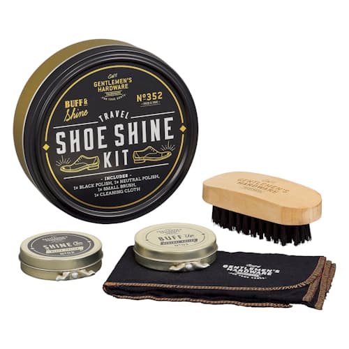 laydown image of Travel Shoe Shine Kit