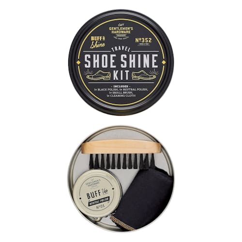 laydown image of Travel Shoe Shine Kit