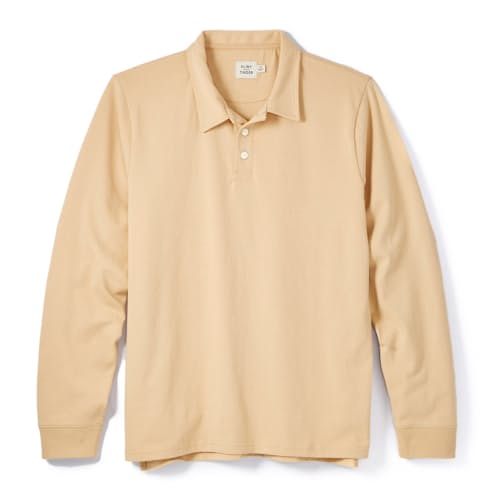 laydown image of Heavyweight Rugby Long Sleeve Polo Shirt