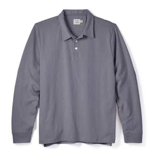 laydown image of Heavyweight Rugby Long Sleeve Polo Shirt
