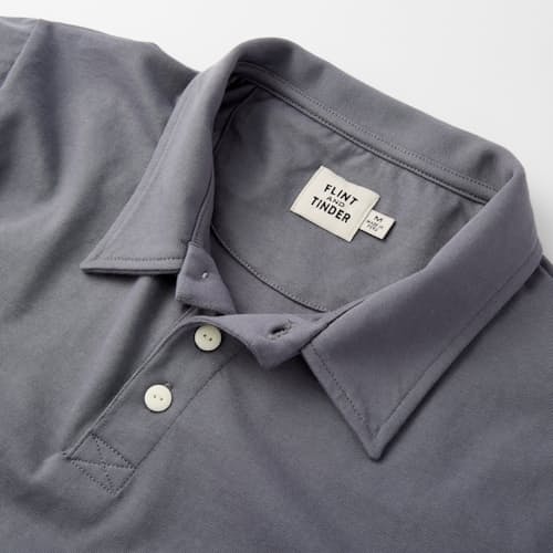 laydown image of Heavyweight Rugby Long Sleeve Polo Shirt