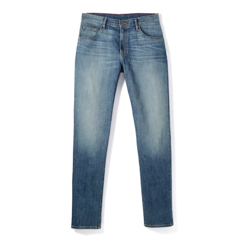 laydown image of Graham Relaxed Tapered Denim Jeans