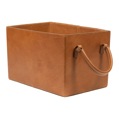 laydown image of Leather Room Basket