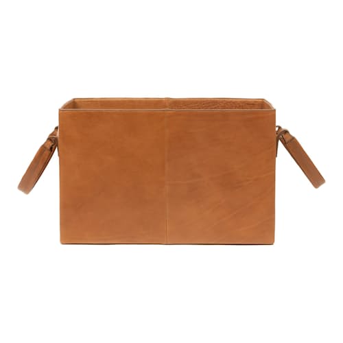 laydown image of Leather Room Basket