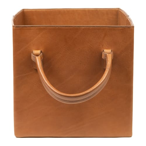 laydown image of Leather Room Basket