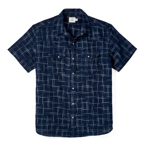 laydown image of S/S Western Kasuri Sashiko shirt