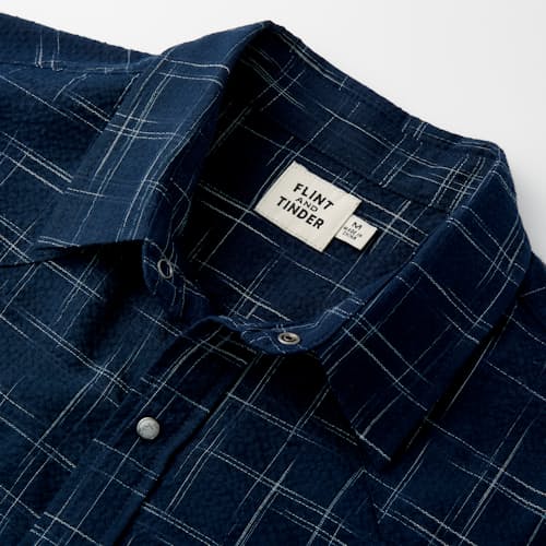 laydown image of S/S Western Kasuri Sashiko shirt