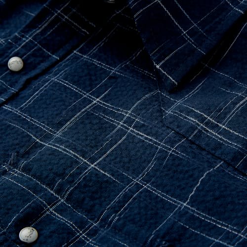 laydown image of S/S Western Kasuri Sashiko shirt