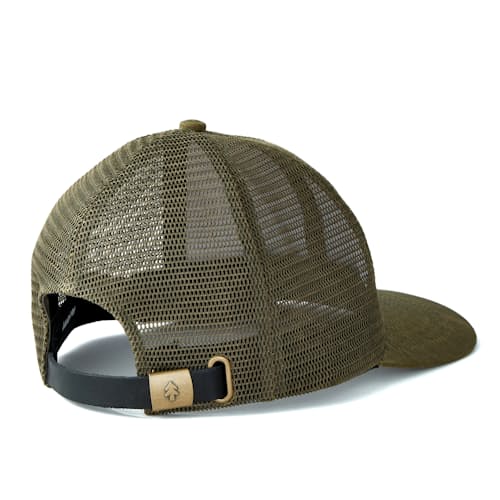 laydown image of Waxed Canvas Tree Trucker Hat - Medium Profile