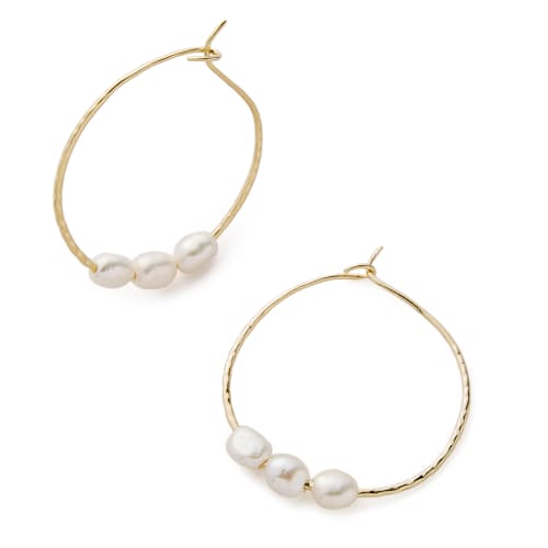 laydown image of Women's Pearl Hoop Earring